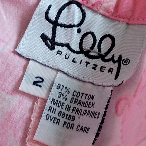Lilly Pulitzer Womens RARE Pink Lions Pattern Capri Pants size 2 Chino - Picture 2 of 4